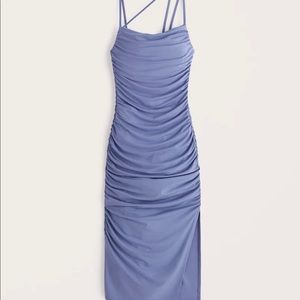 Abercrombie & Fitch Asymmetrical Strappy Ruched Midi Dress